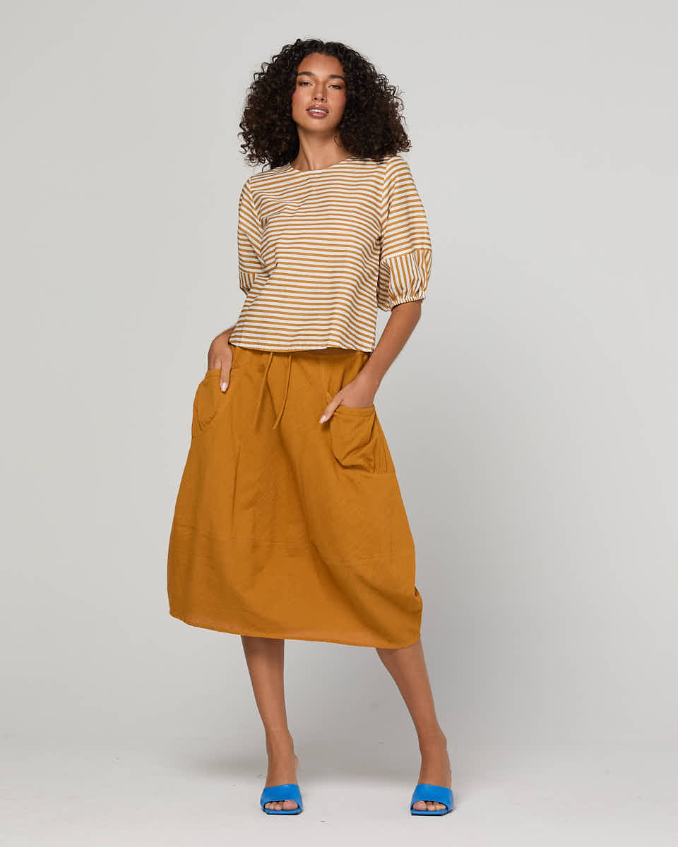 Ava Top | Mustard Stripe