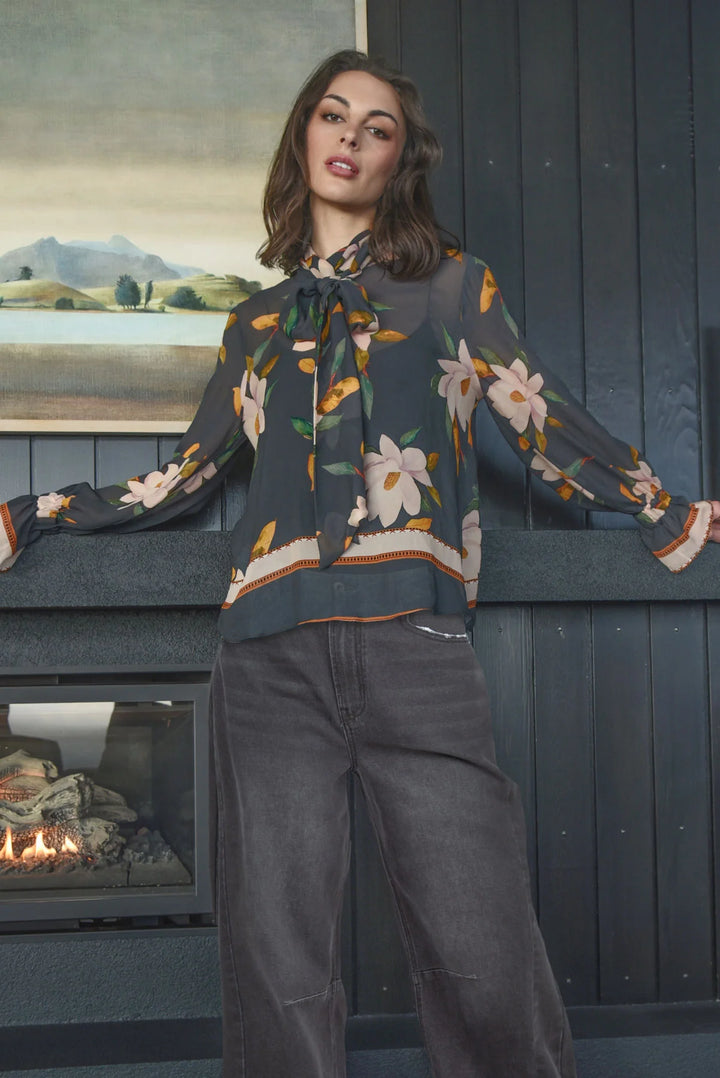 A Vintage Top | Charcoal Floral