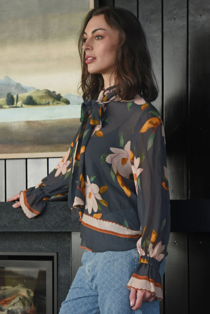 A Vintage Top | Charcoal Floral