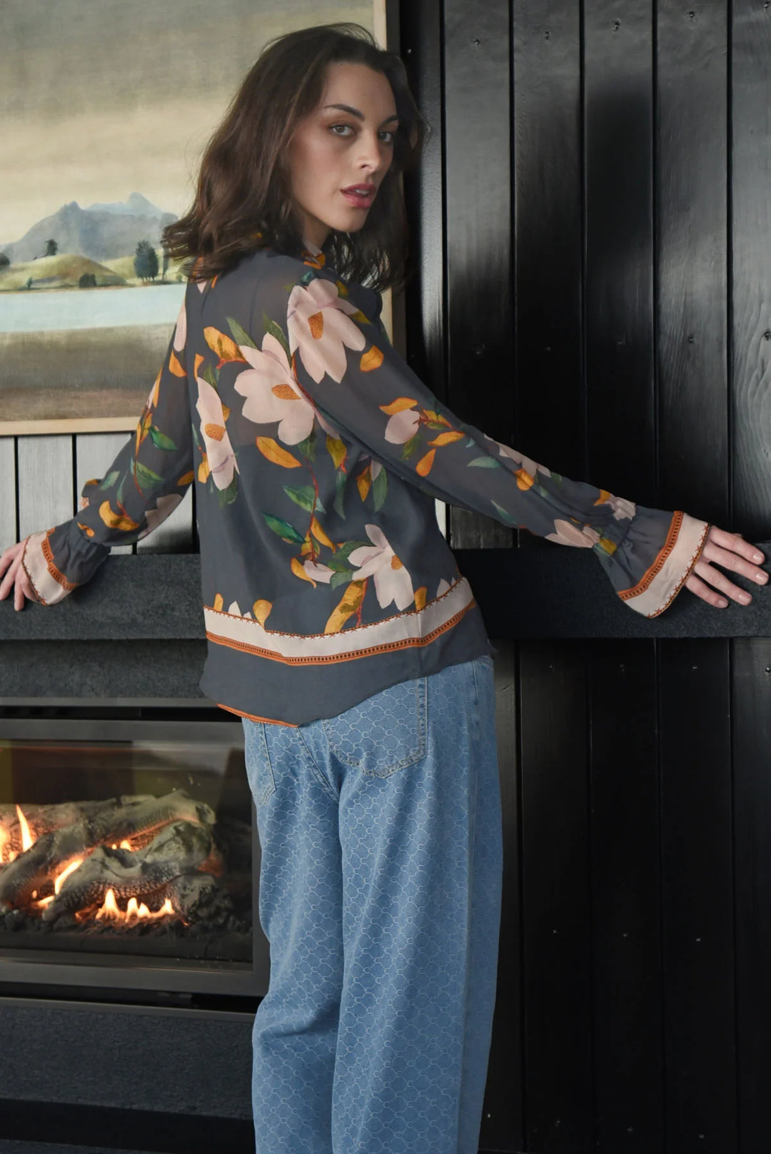 A Vintage Top | Charcoal Floral