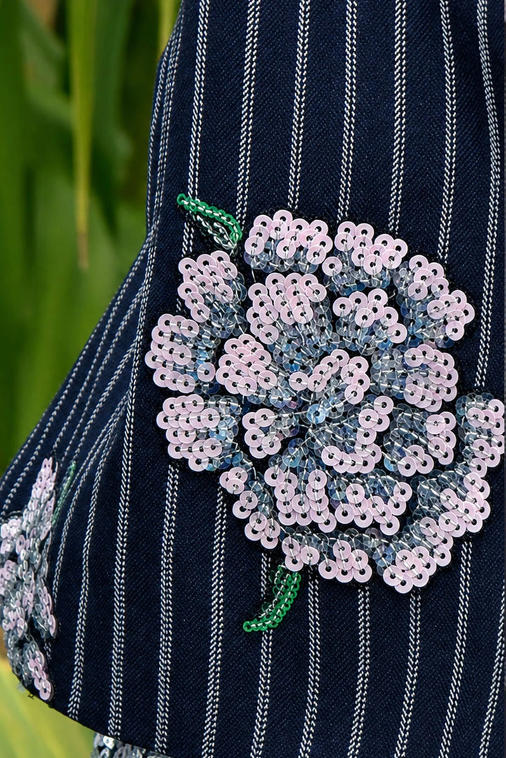 Suited For Fame Blazer | Sequin Pinstripe