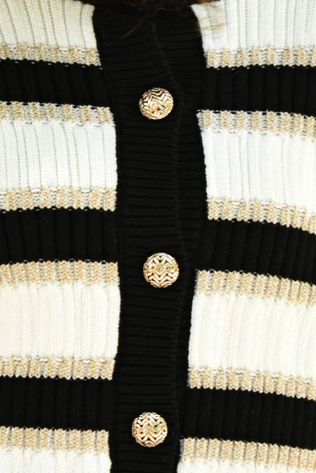 Going For Gold Cardigan | Black/Gold/Ivory
