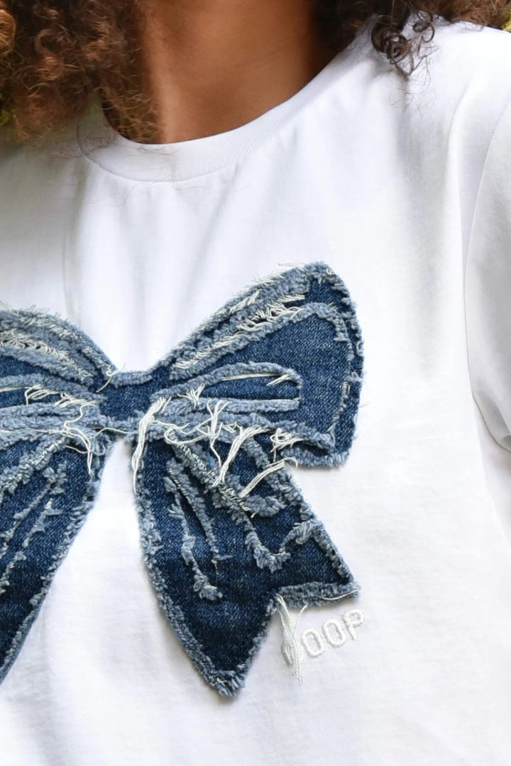 Simply Bowtiful T-shirt | White/Denim