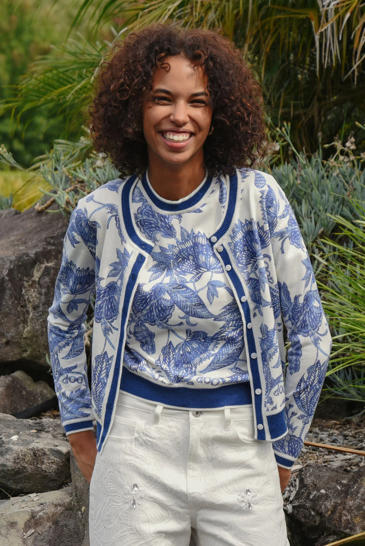 Feeling Blue-tiful Cardigan | Blue/White