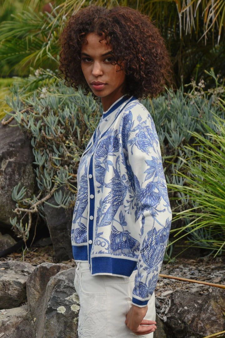 Feeling Blue-tiful Cardigan | Blue/White