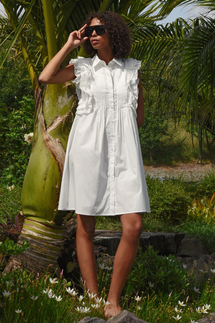 Ruffle Around The Edges Dress | White