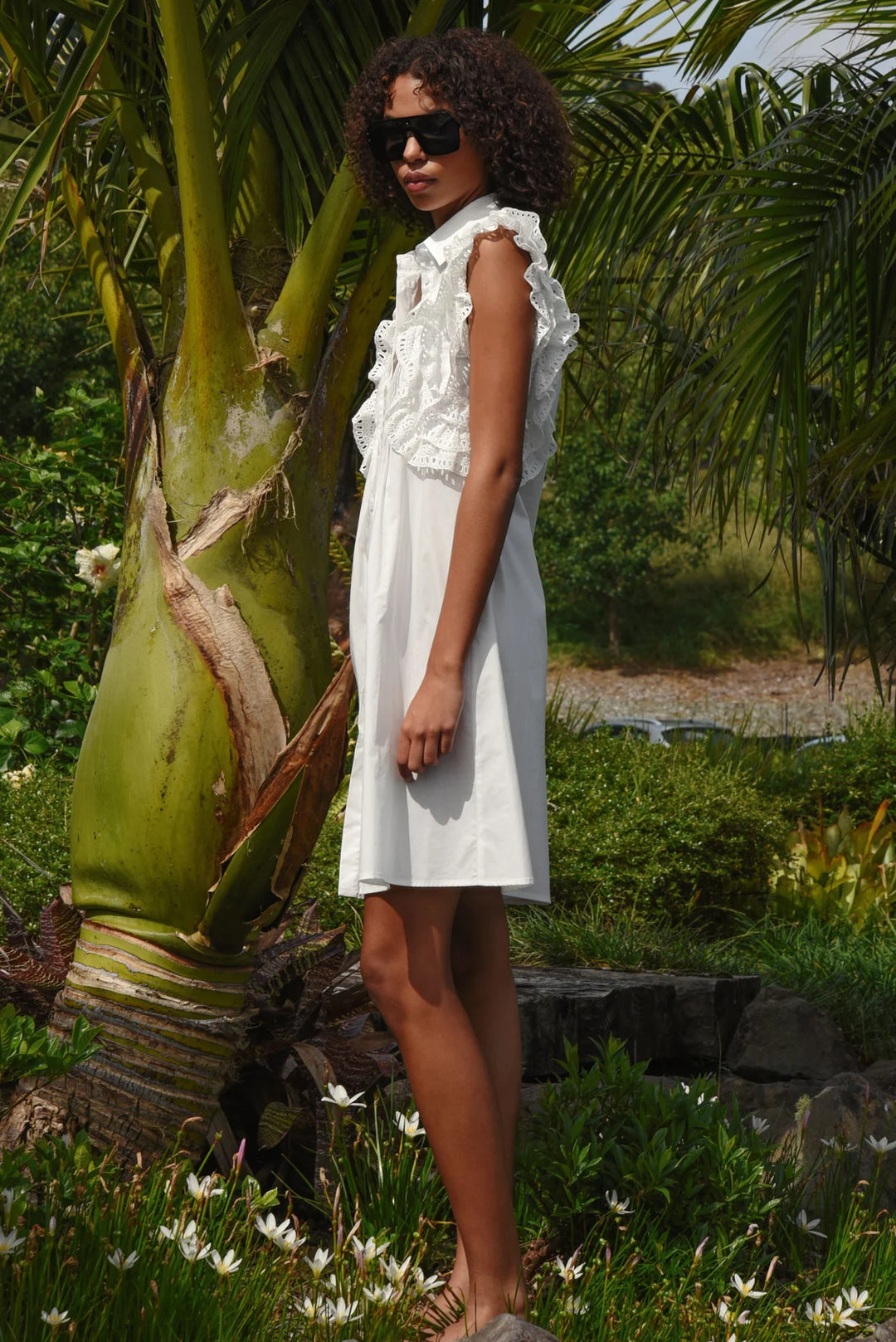 Ruffle Around The Edges Dress | White