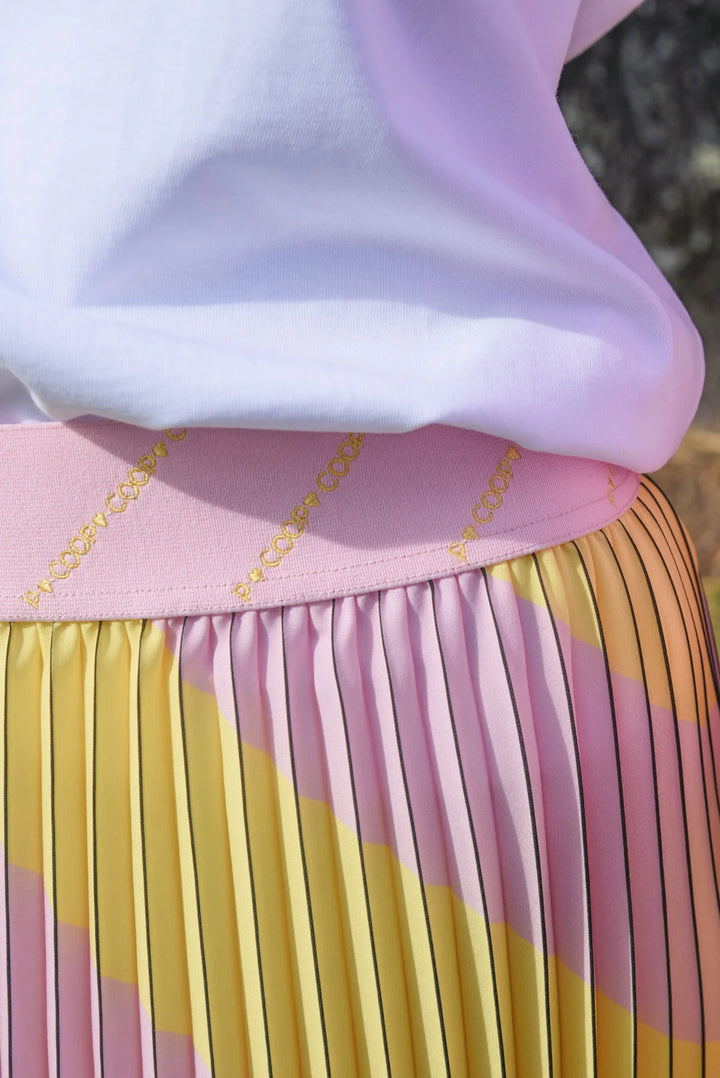 Pleat & Repeat Skirt | Pink/Yellow