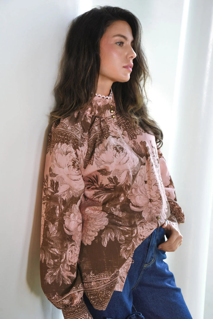 High Society Blouse | Pink/Brown