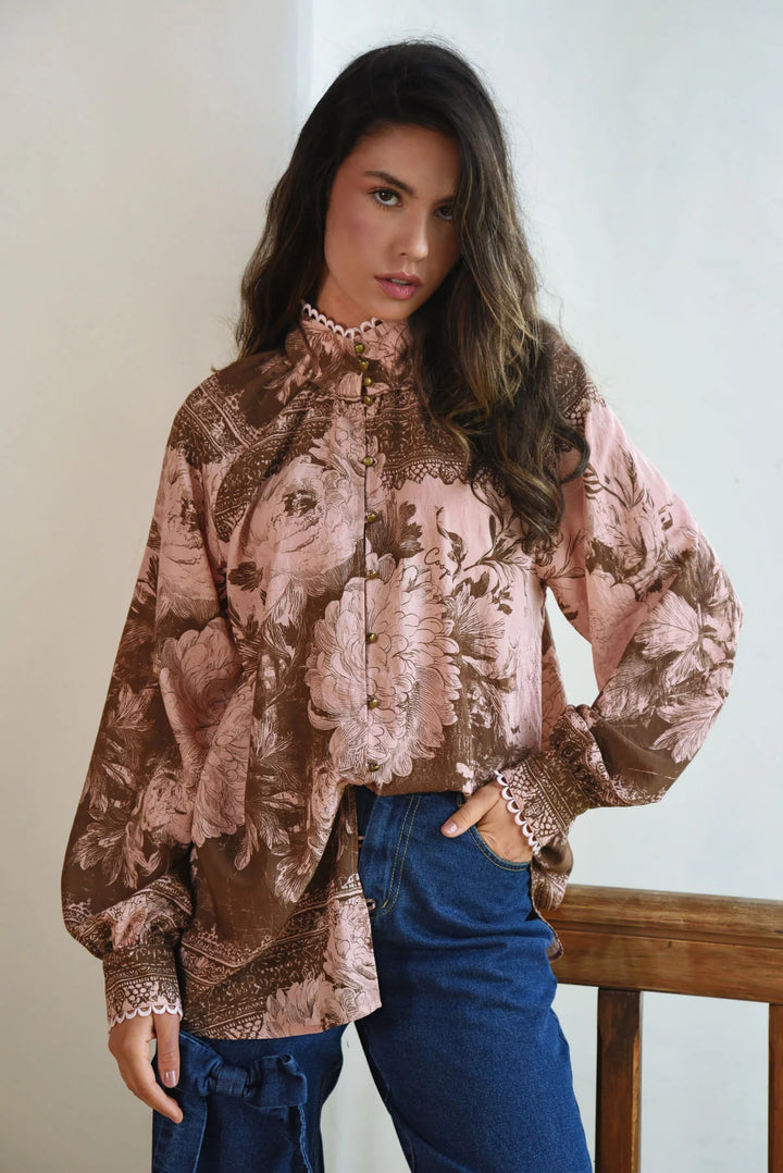 High Society Blouse | Pink/Brown