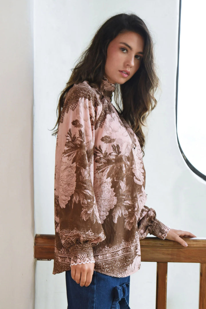 High Society Blouse | Pink/Brown