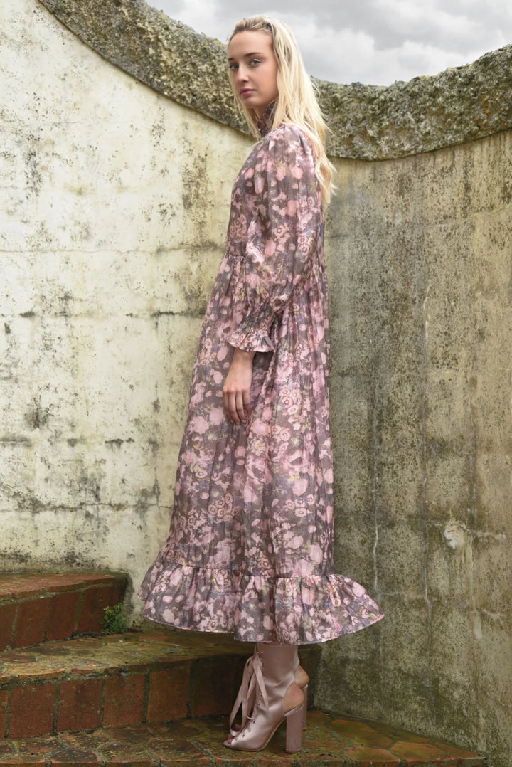 Button By Button Dress | Pink/Grey