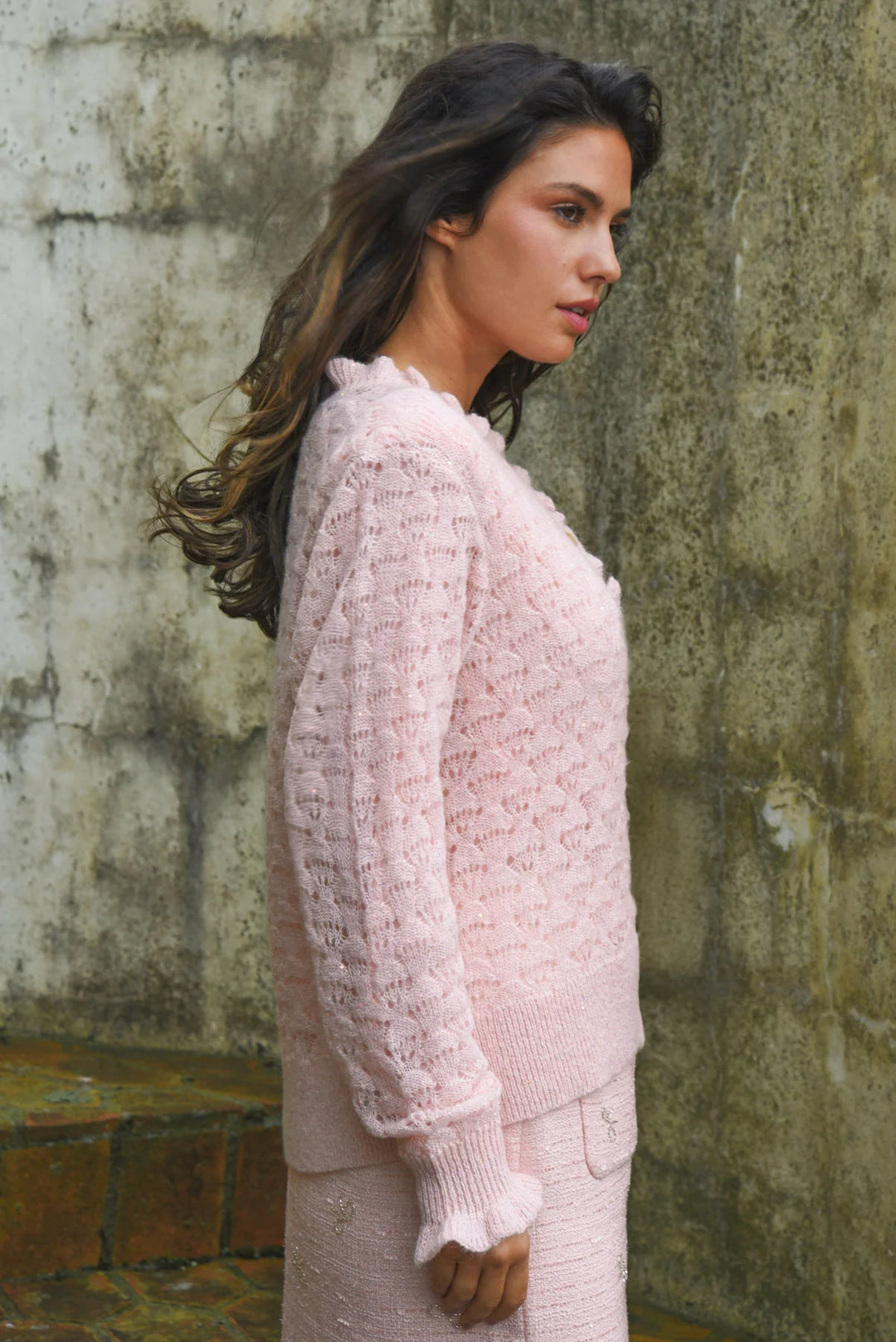 Ruffle Up Cardigan | Pink