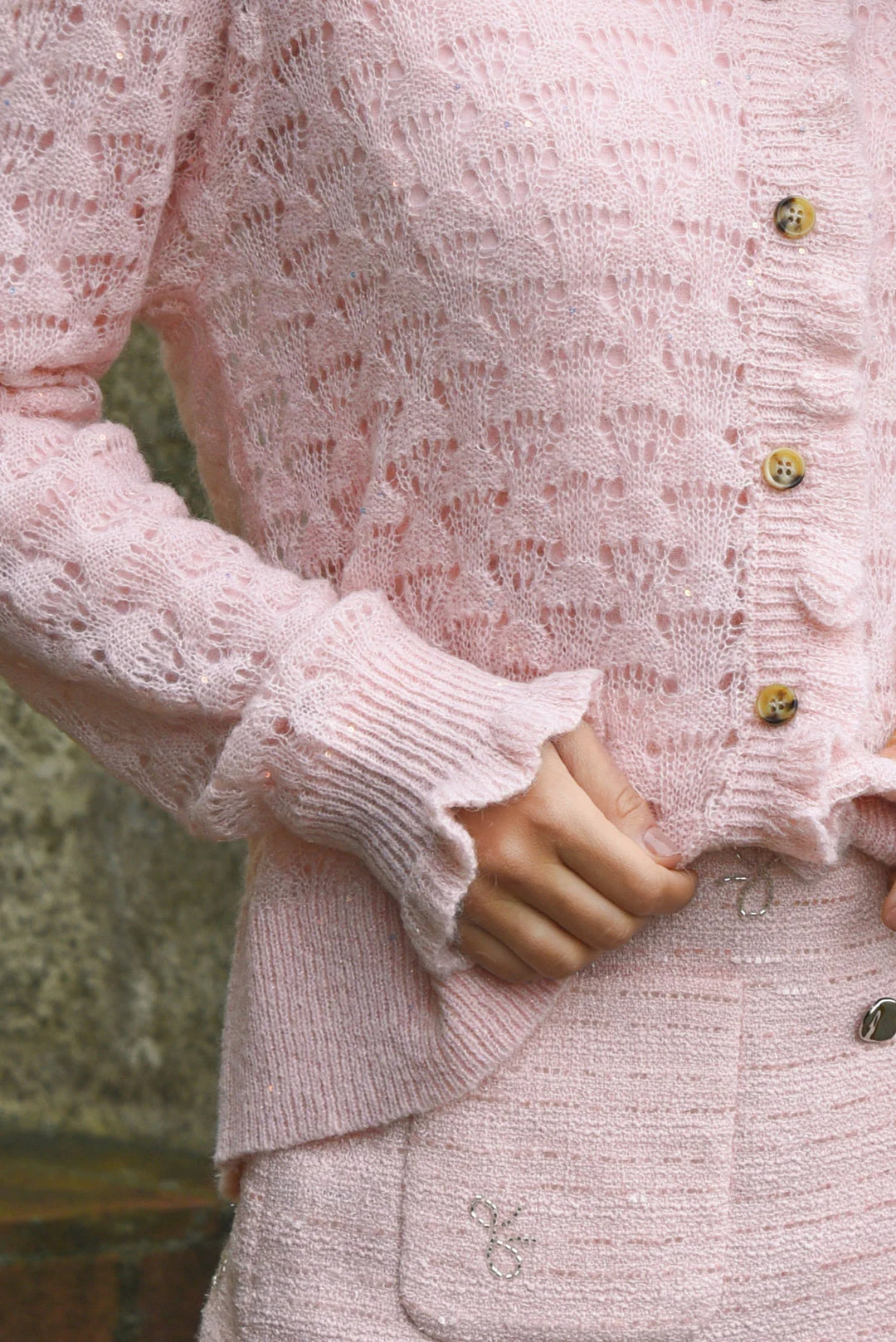 Ruffle Up Cardigan | Pink