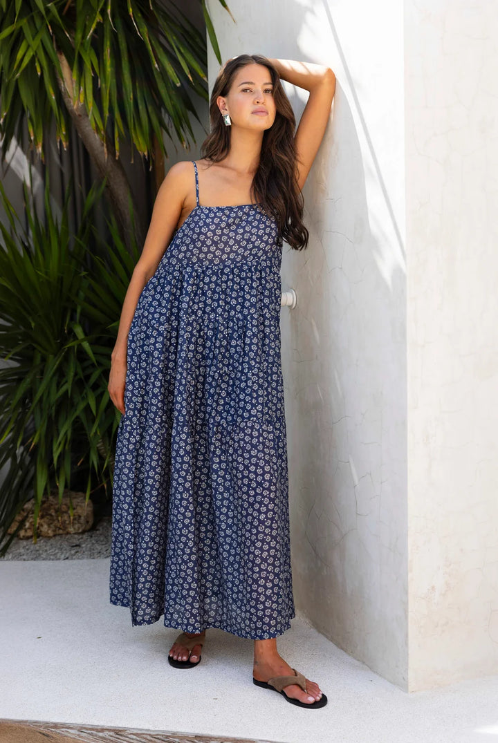 Carmen Dress | Navy/White Print