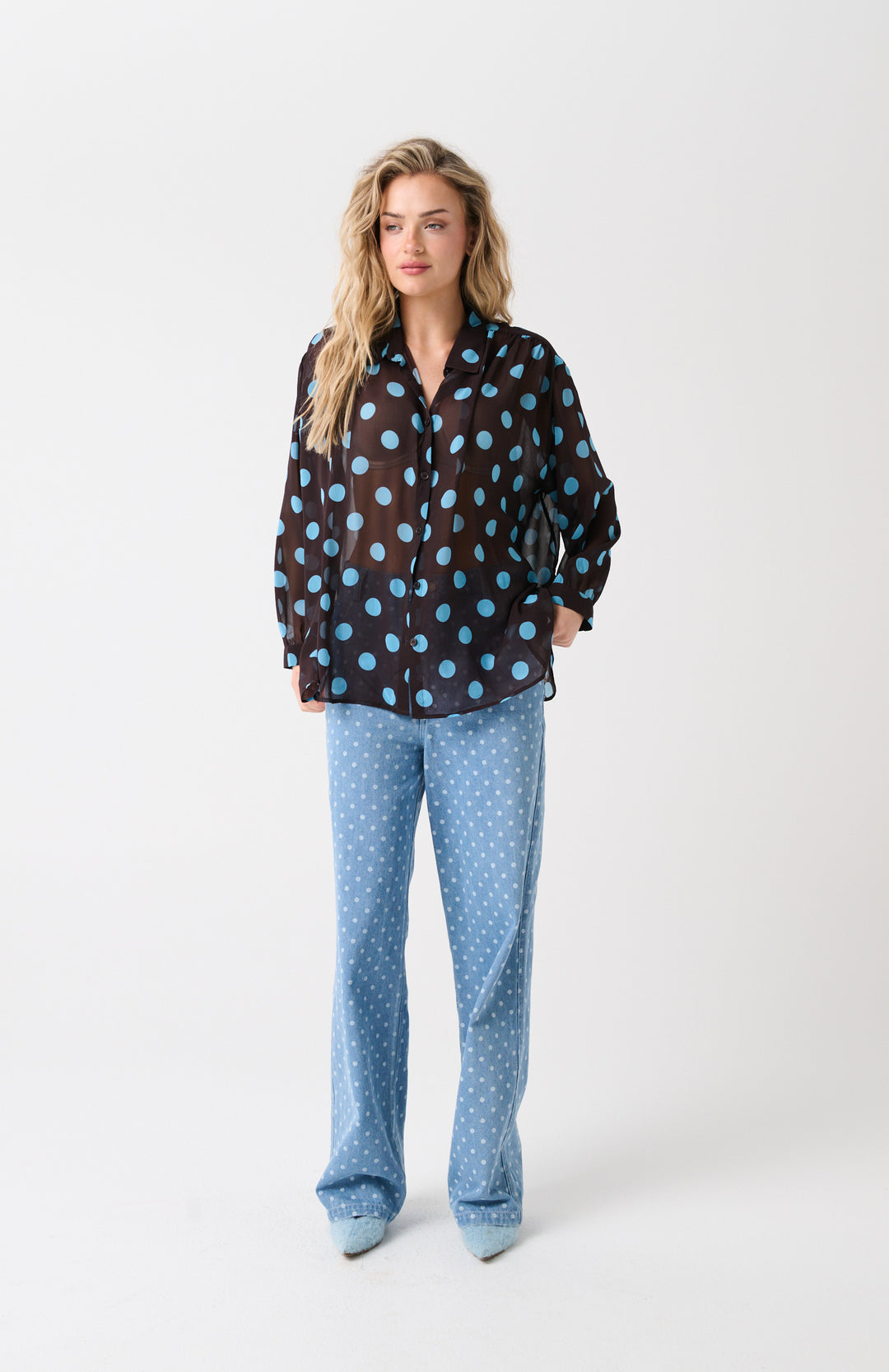 Lulu Sheer Shirt | Brunette Polka