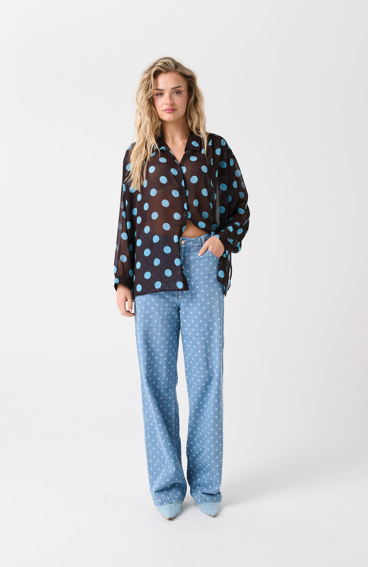 Lulu Sheer Shirt | Brunette Polka