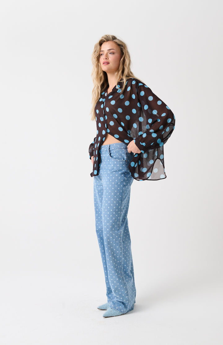 Lulu Sheer Shirt | Brunette Polka