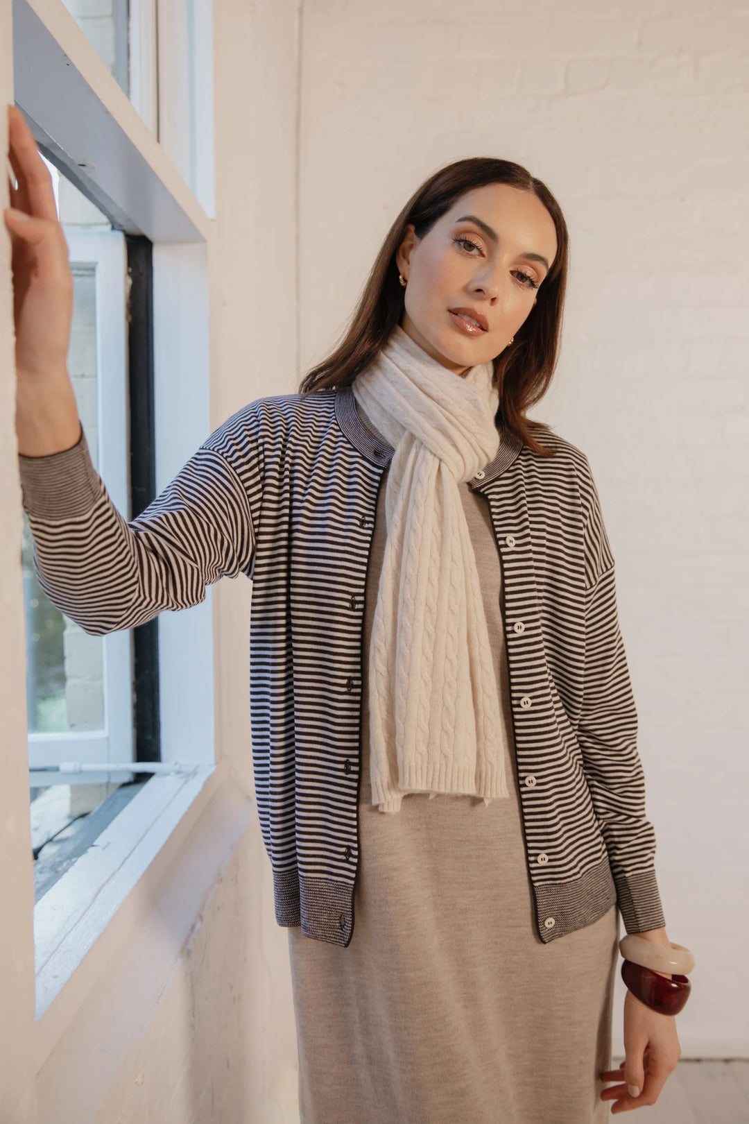 Collage Merino Cardigan | Java Stripe