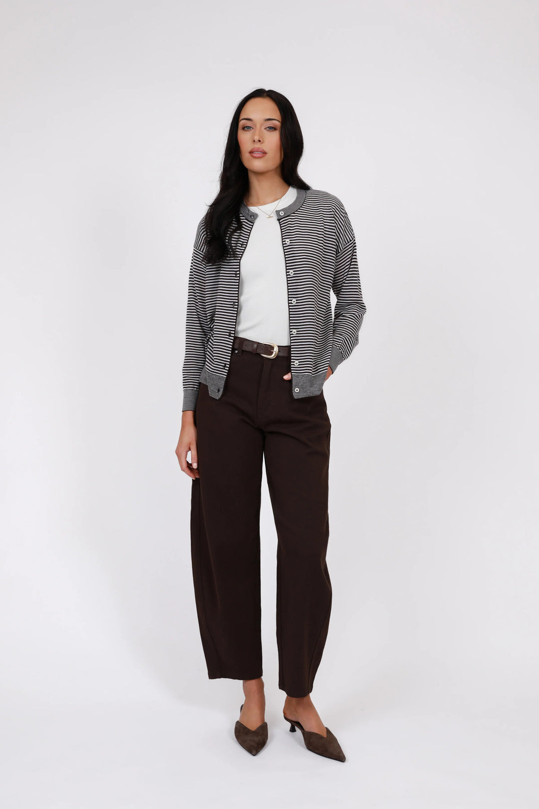 Collage Merino Cardigan | Java Stripe