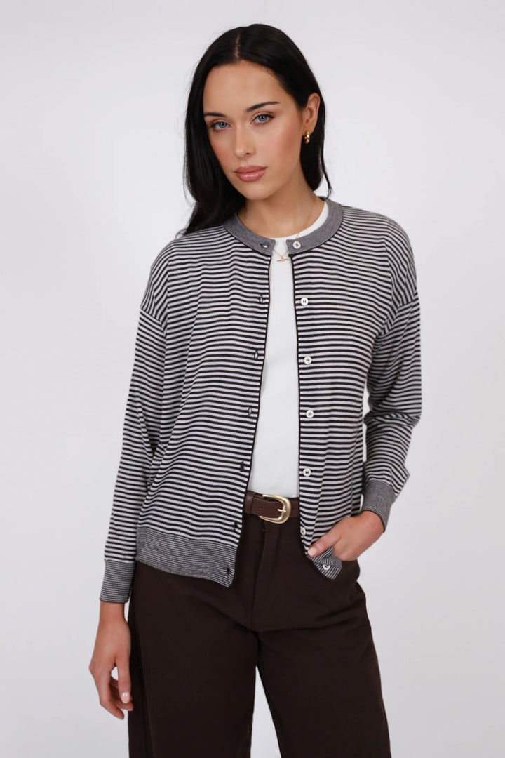 Collage Merino Cardigan | Java Stripe