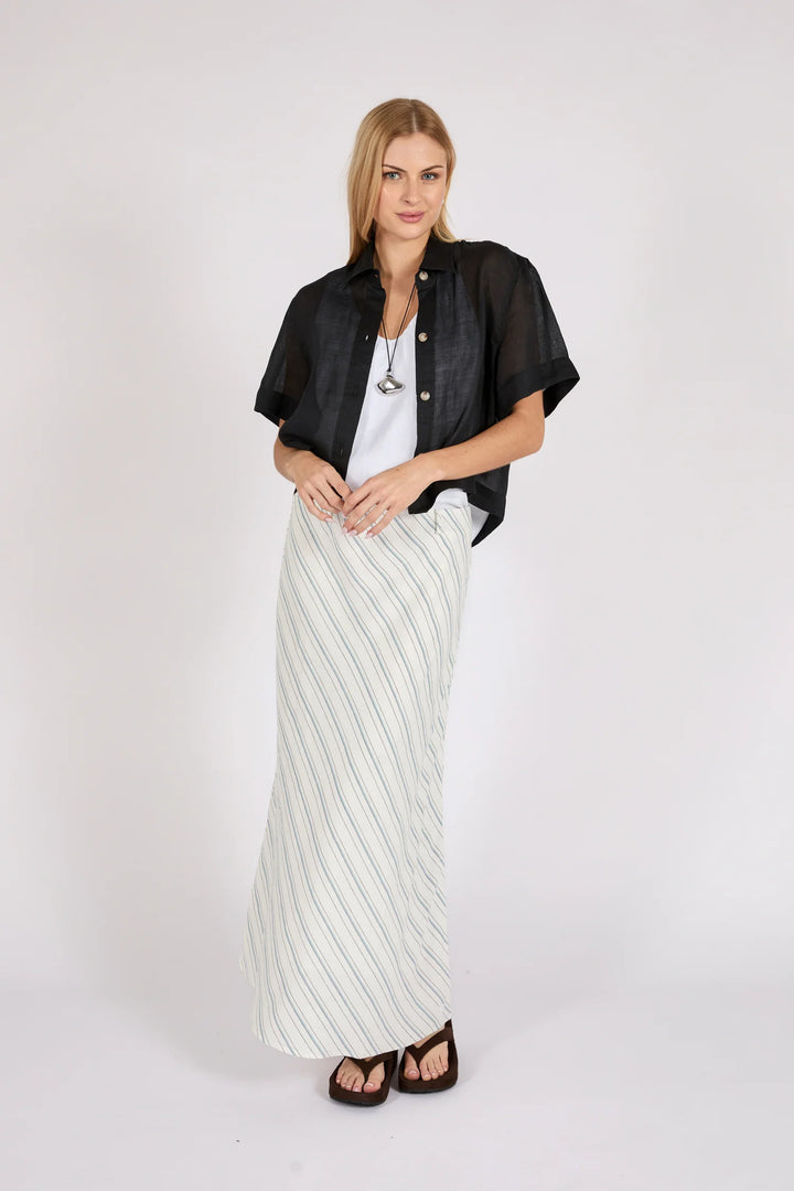 Como Linen Bias Skirt | Coastal Stripe