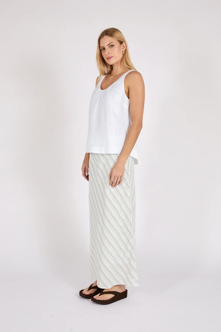 Como Linen Bias Skirt | Coastal Stripe