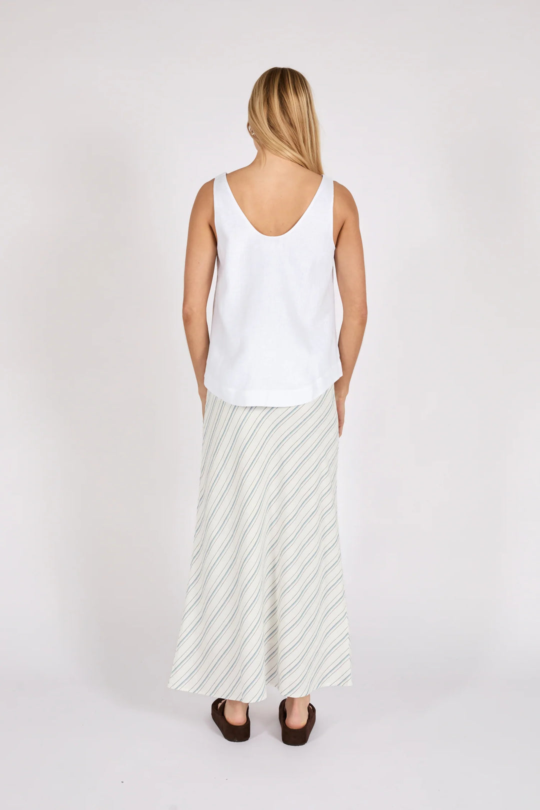 Como Linen Bias Skirt | Coastal Stripe