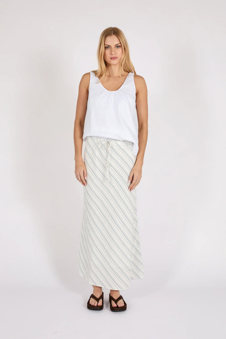 Como Linen Bias Skirt | Coastal Stripe