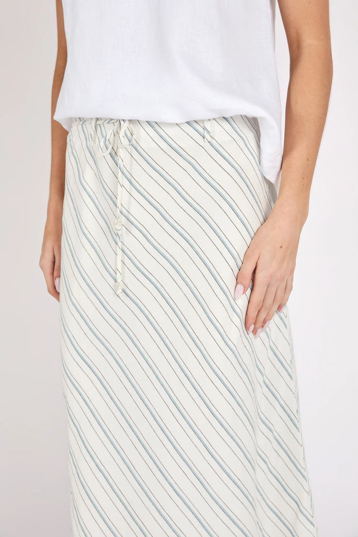 Como Linen Bias Skirt | Coastal Stripe