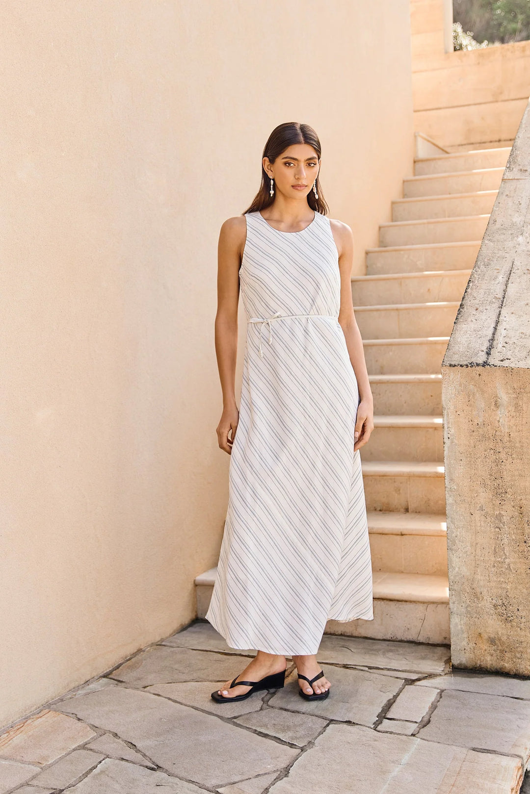 Como Linen Dress | Coastal Stripe