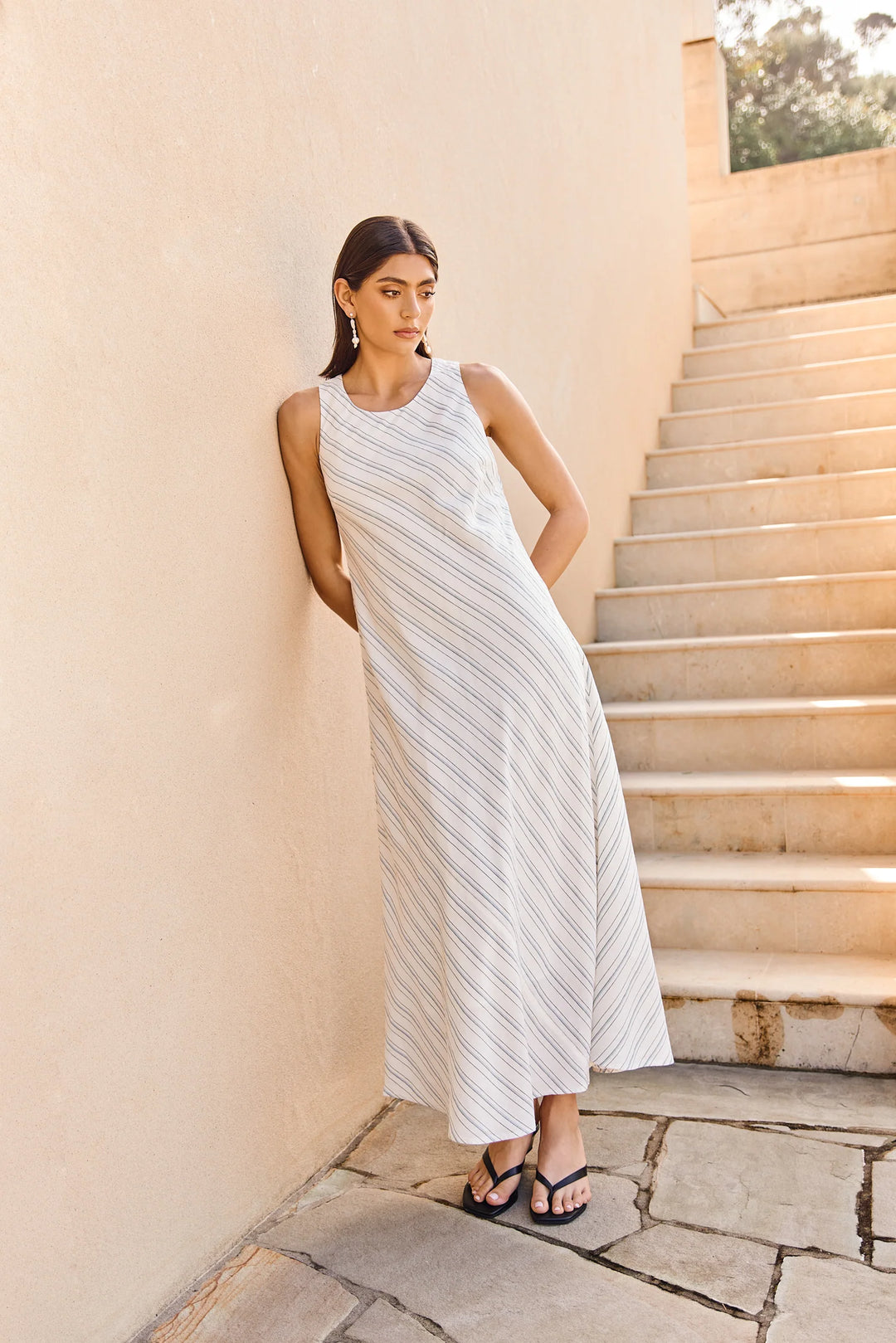 Como Linen Dress | Coastal Stripe