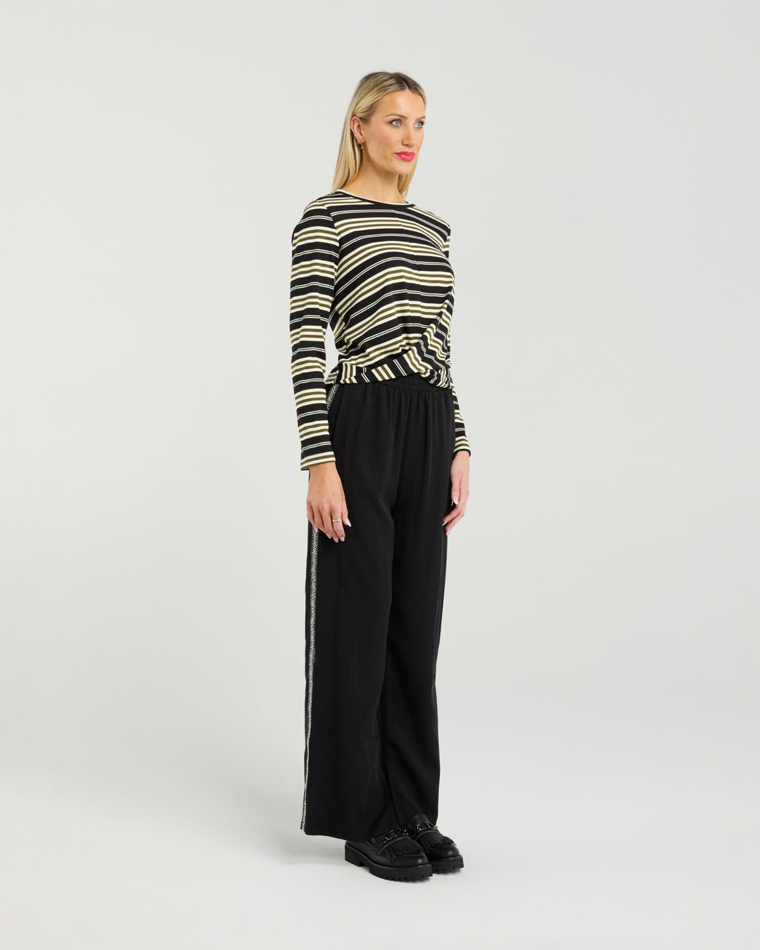 Twist Tee L/S | Moss Stripe