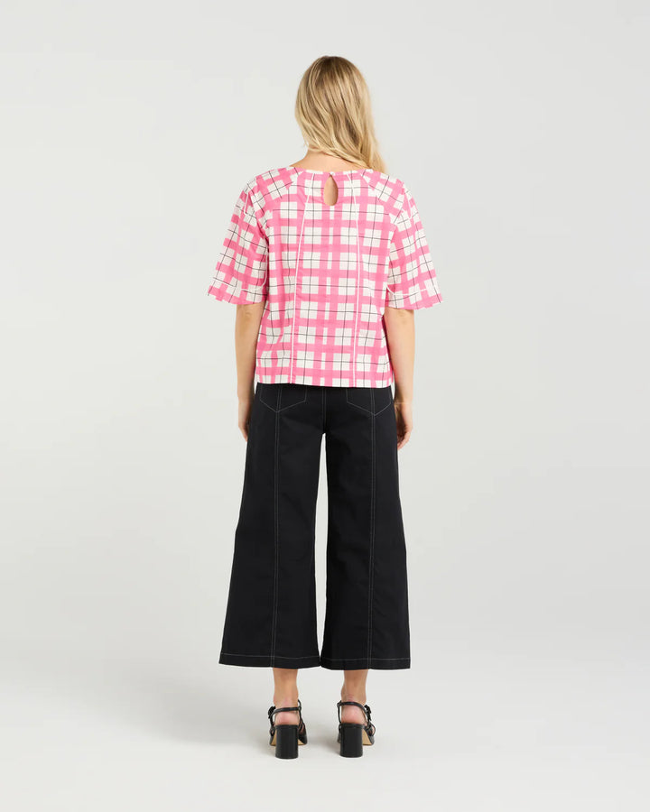 Mila Top | Pink Gridlock