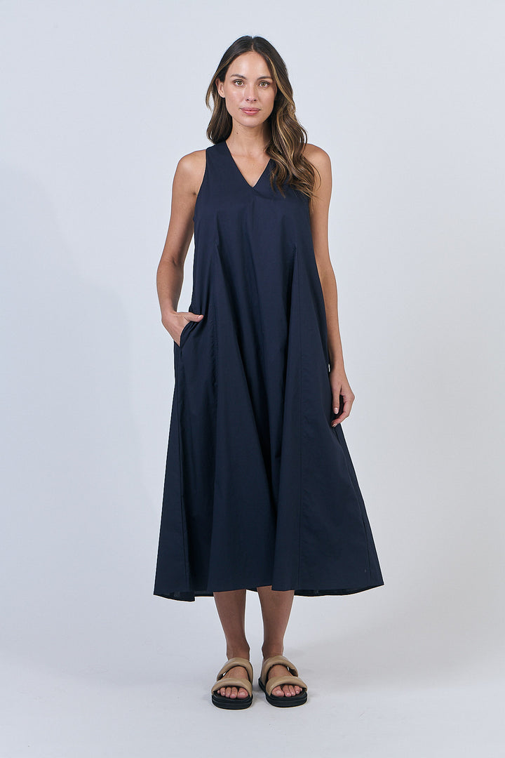 Luna Dress | Ink Poplin
