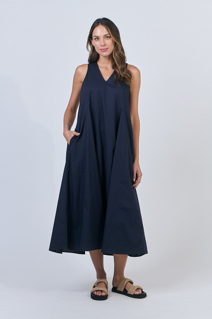 Luna Dress | Ink Poplin