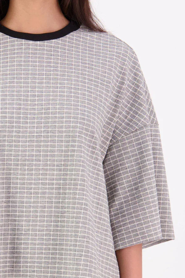 Gia Cotton Tee | Grey Abstract