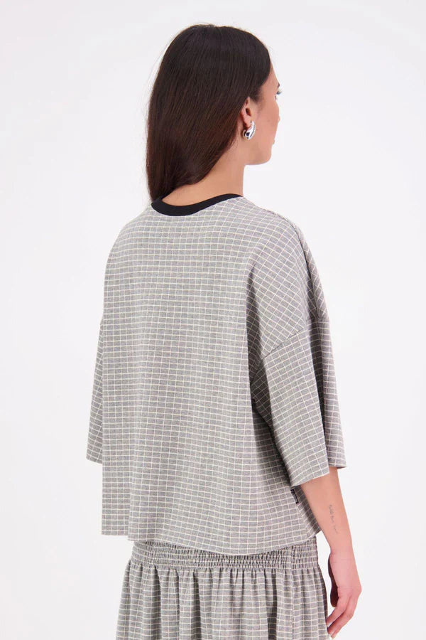 Gia Cotton Tee | Grey Abstract
