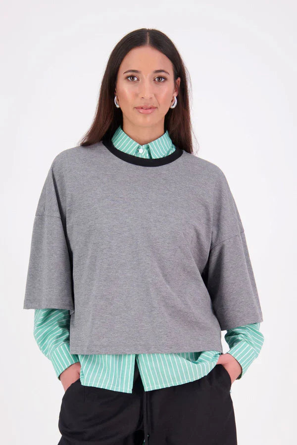 Gia Cotton Tee | Grey