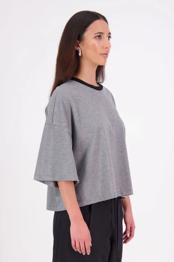 Gia Cotton Tee | Grey