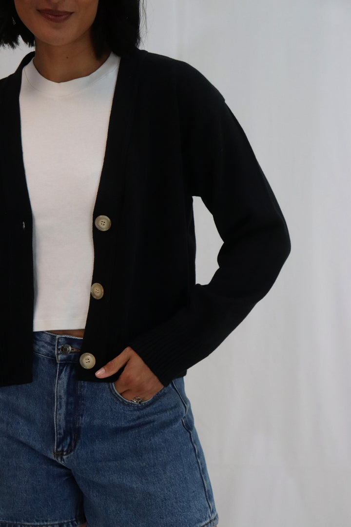 Contrast Cardi | Black