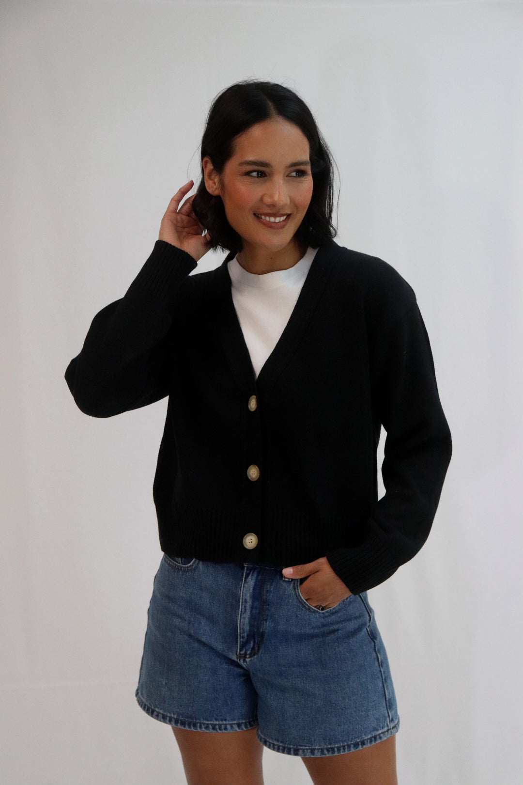 Contrast Cardi | Black