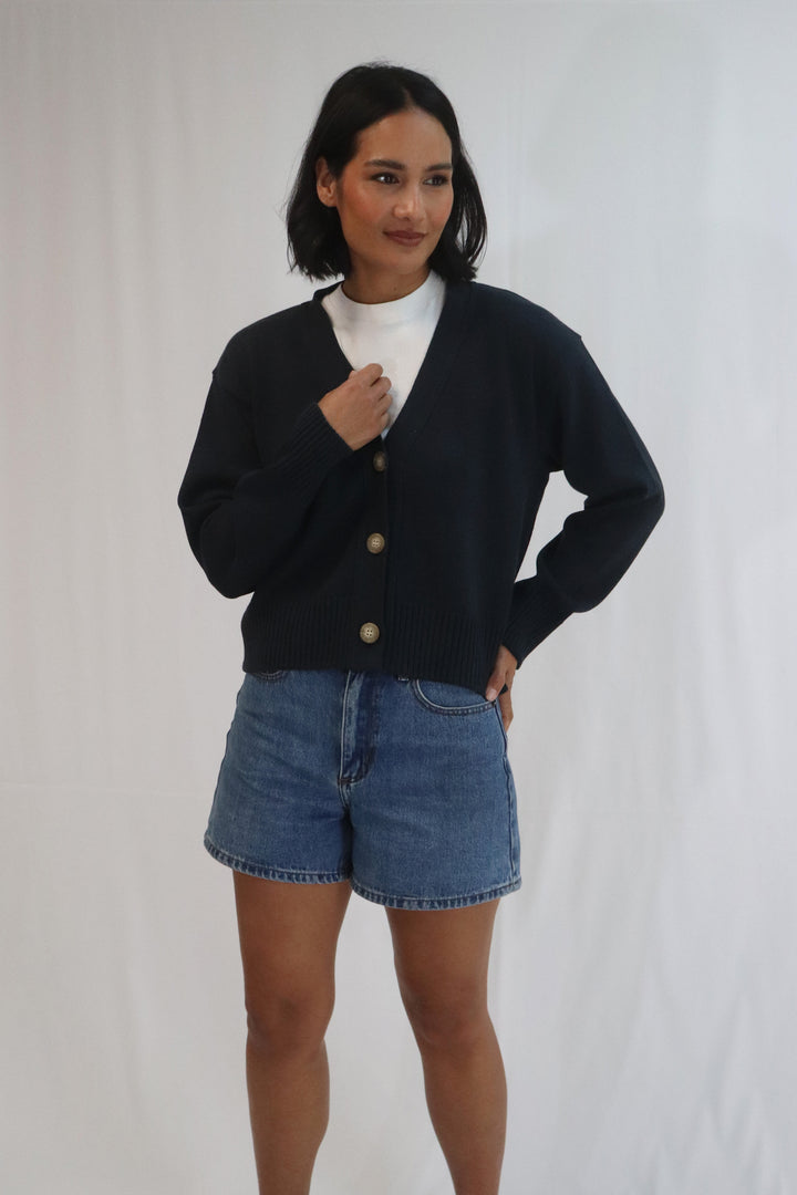 Contrast Cardi | Navy
