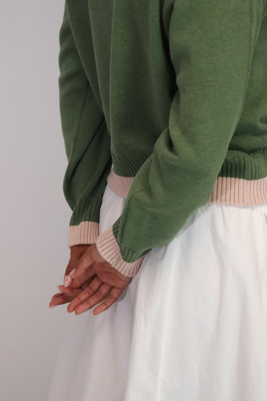 Contrast Cardi | Olive/Blush