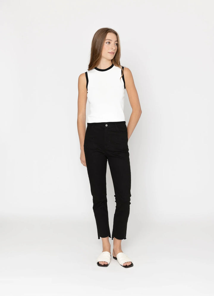 Cassia Top | White/Black Trim