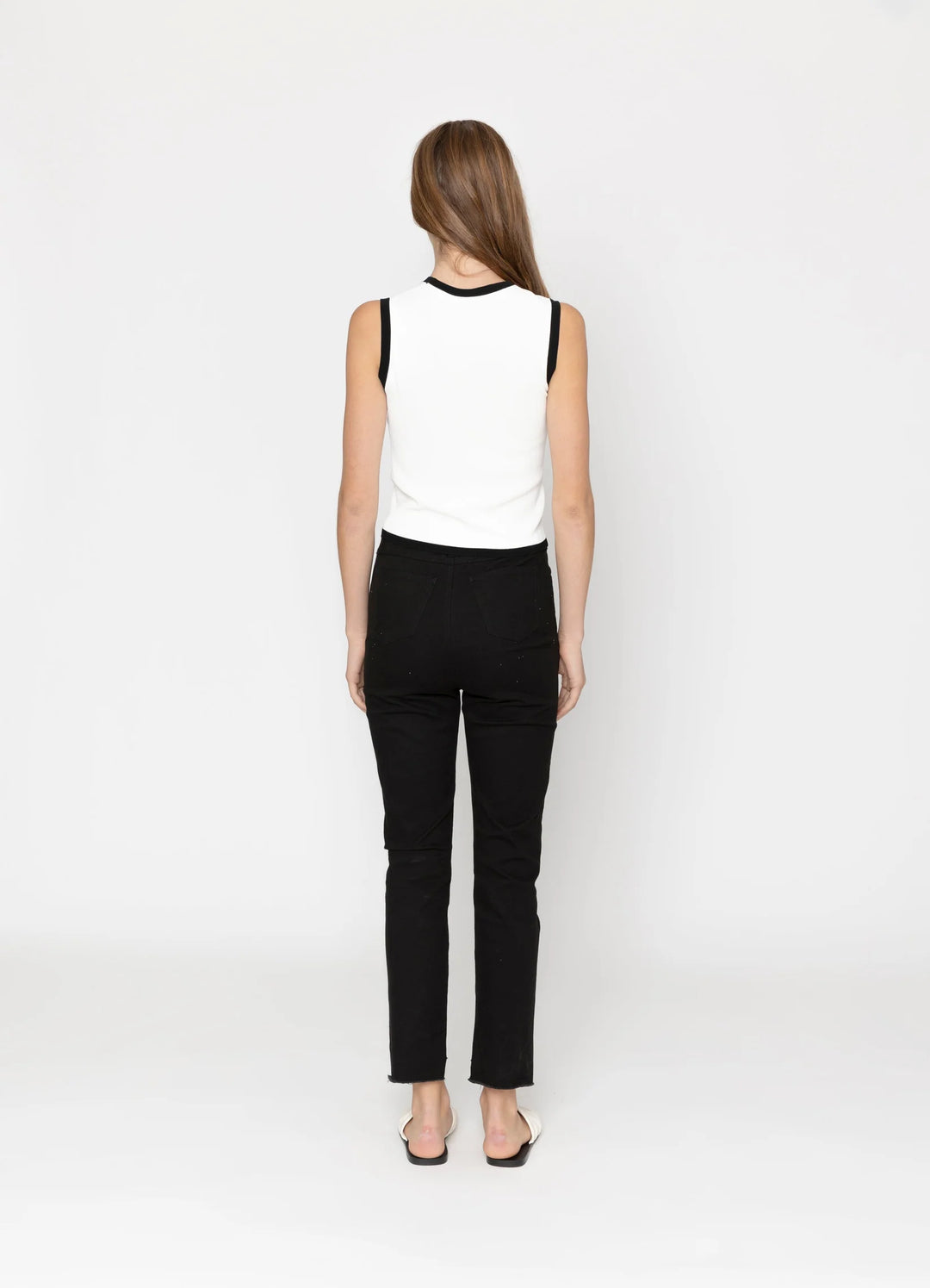 Cassia Top | White/Black Trim