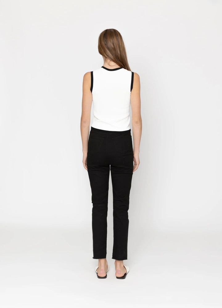 Cassia Top | White/Black Trim