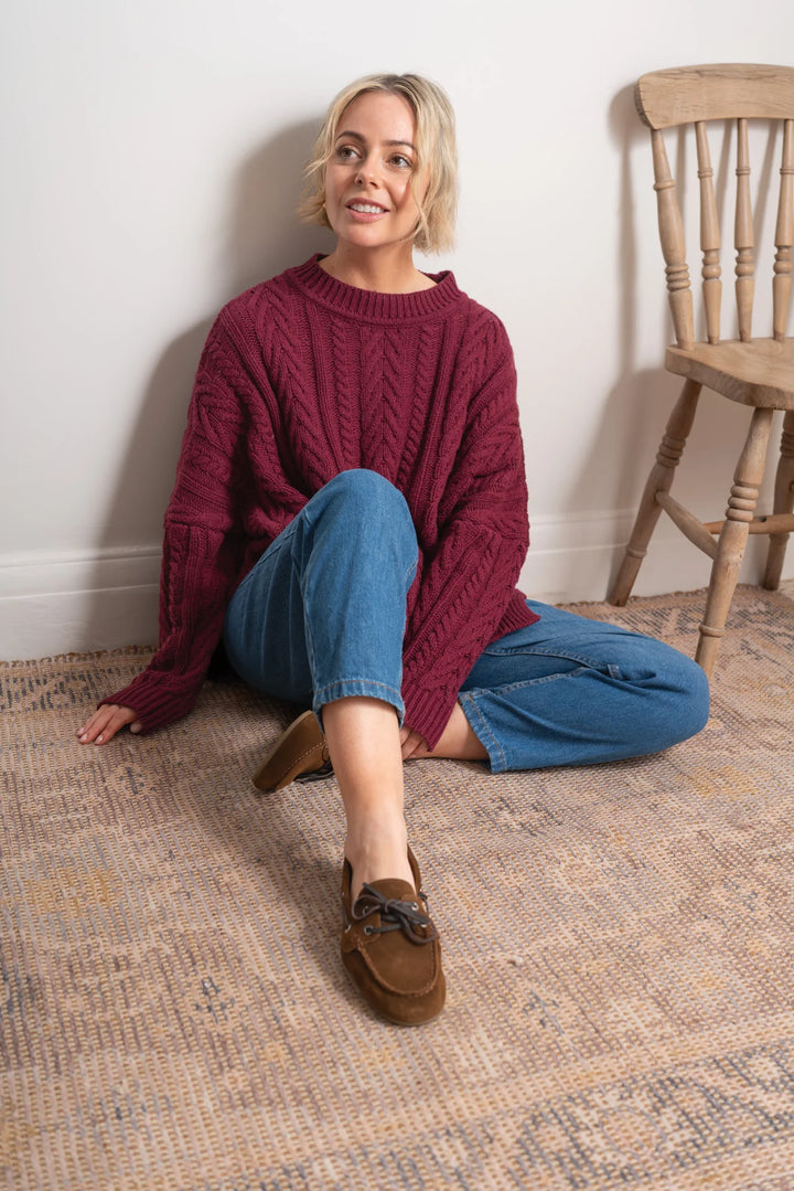 Soft Touch Cable Pullover | Plum