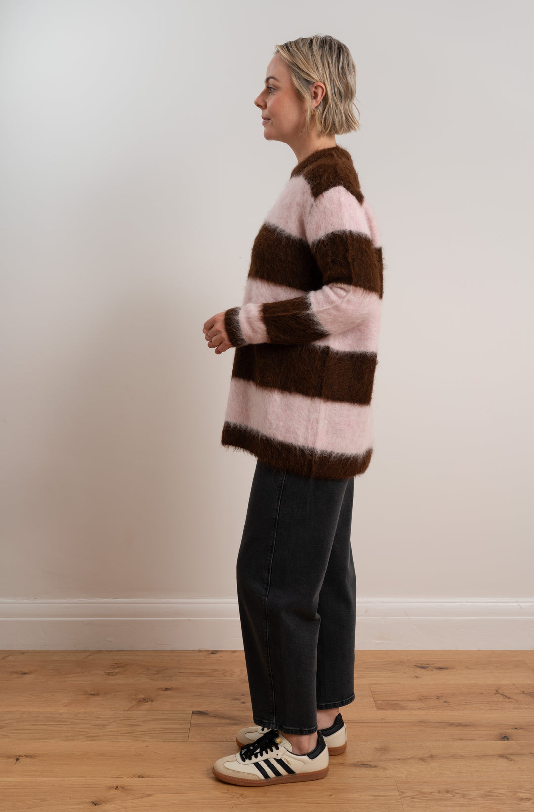 Brushed Oversized Pullover | Chocolate/Pink