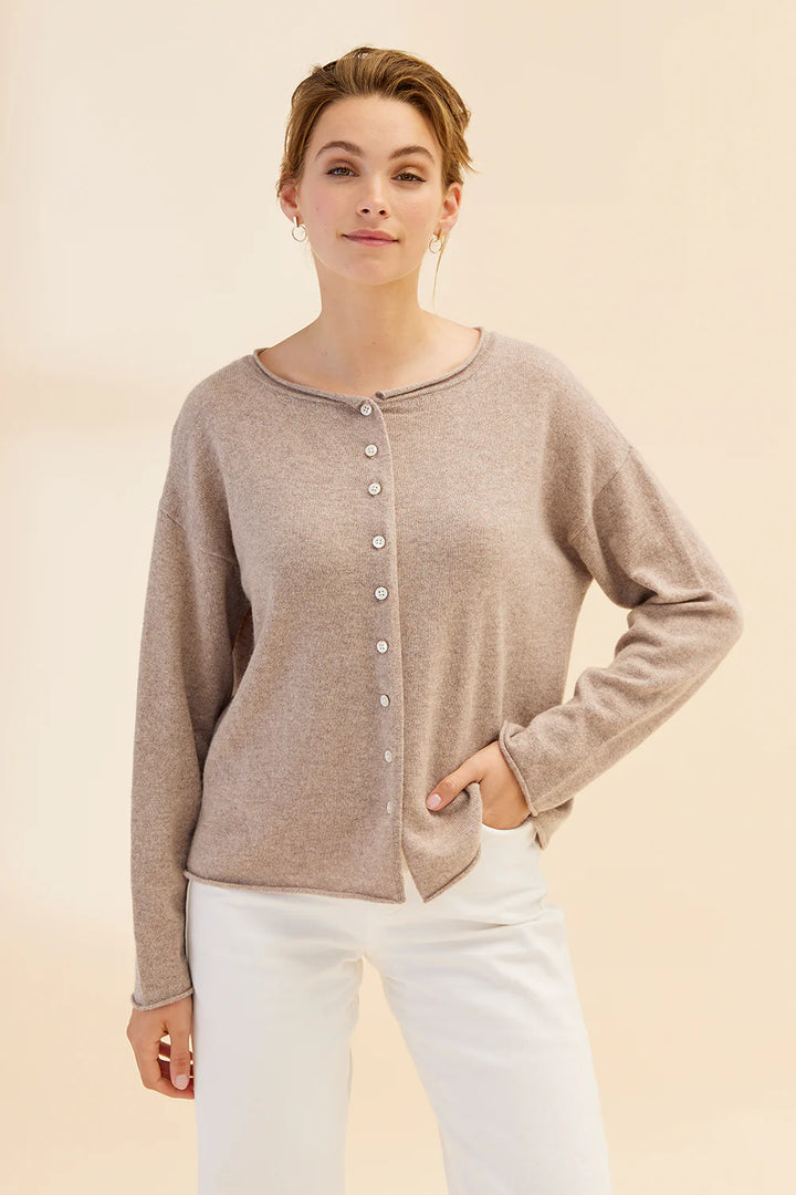 Reversible Button Cardi | Toast